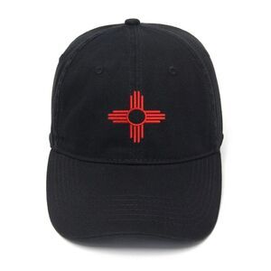New Mexico Flag Style: Black Velcro Backstrap Hat with Bold Embroidery